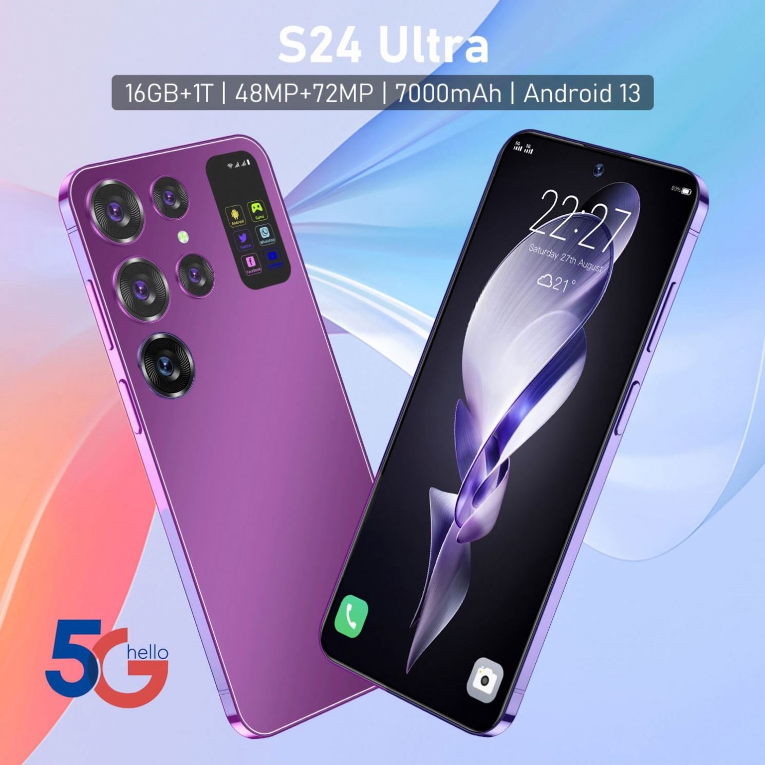 Factory cheap S24 Ultra 16GB+1TB Smart Android Phone 6800 mAh Dual SIM Dual Standby Unlocked 3G Smartphone for Sasang